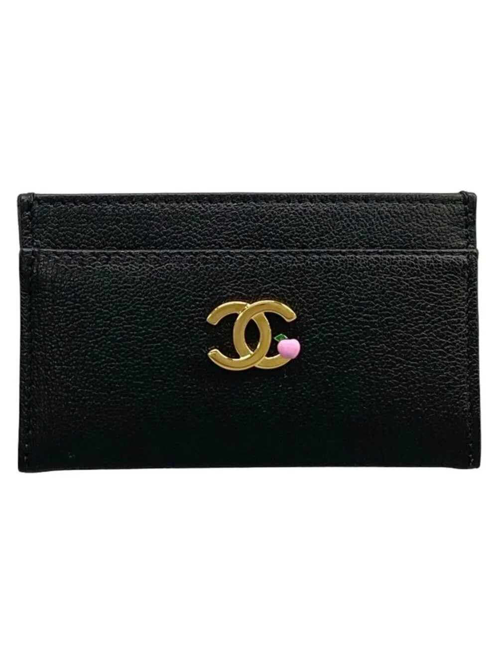 Chanel Card Case Black Gold Apple Metier Dar Collection